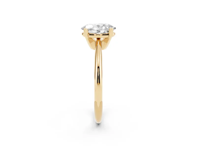Oval Plain Knife-Edge Solitaire Engagement Ring Setting | Claw Prongs | Yellow Gold