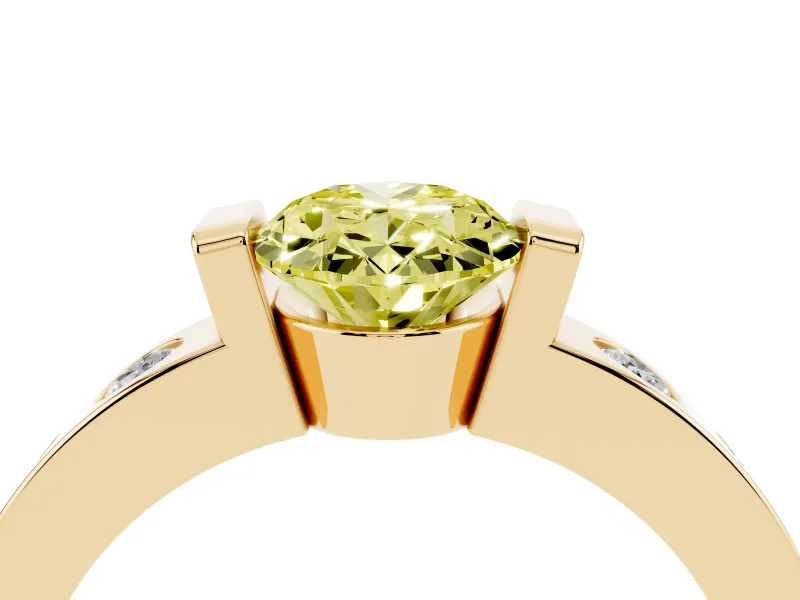 Oval Tension Style Engagement Ring Setting for a Fancy Yellow Lab-Grown Diamond | Yellow Gold