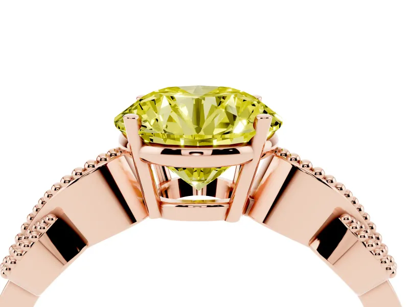 Round Vintage Engagement Ring Setting for a Fancy Yellow Lab-Grown Diamond | Rose Gold