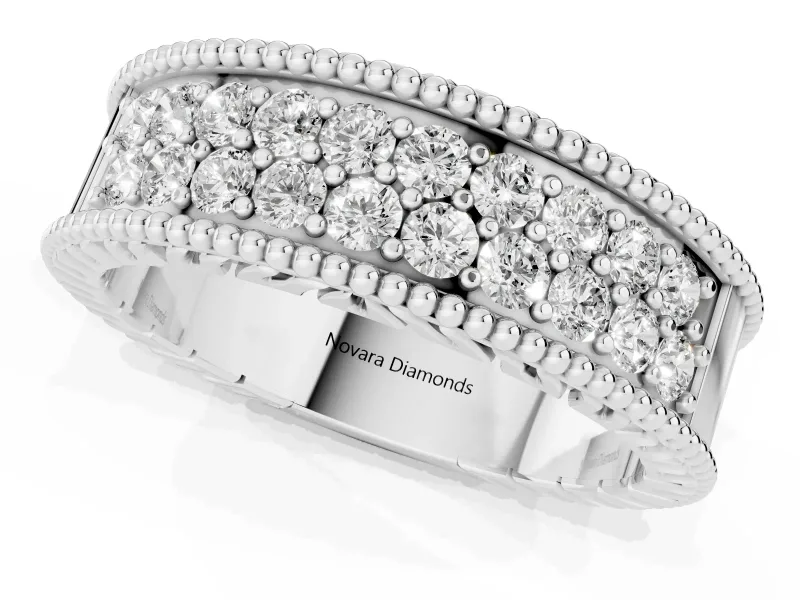 Round Diamond Pavé Eternity Band Set in Silver with Bead Prong Setting
