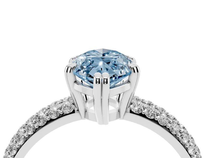Marquise Three Row Pave Engagement Ring Setting for a Fancy Blue Lab-Grown Diamond | Sterling Silver