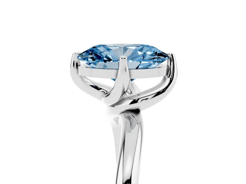 Oval Bypass Solitaire Engagement Ring Setting for a Fancy Blue Lab-Grown Diamond | Platinum