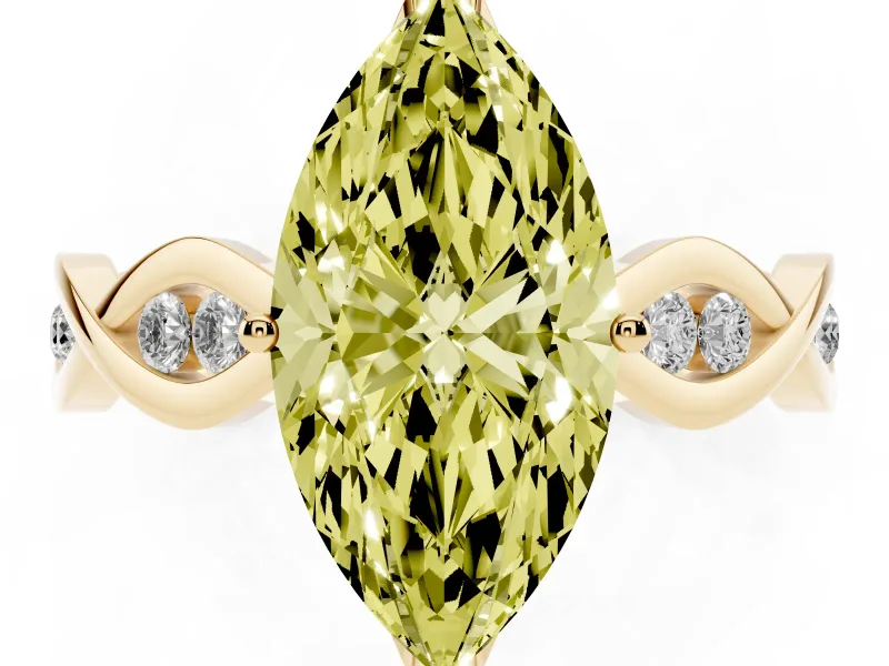 Marquise Twisted Infinity Engagement Ring Setting for a Fancy Yellow Lab-Grown Diamond | Yellow Gold