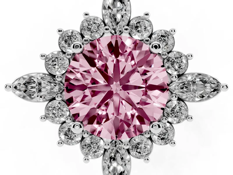 Round Engagement Ring Setting for a Fancy Pink Lab-Grown Diamond | White Gold - Design NV-24790