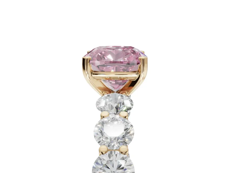 Cushion Cut Engagement Ring Setting for a Fancy Pink Lab-Grown Diamond | Yellow Gold - Design NV-24455