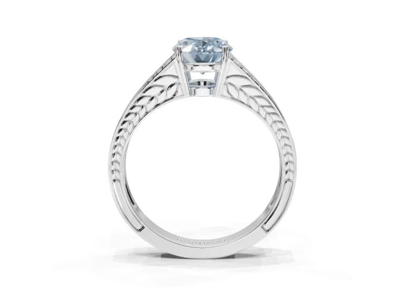 Oval Split Shank Pavé Engagement Ring Setting for a Fancy Blue Lab-Grown Diamond | Sterling Silver