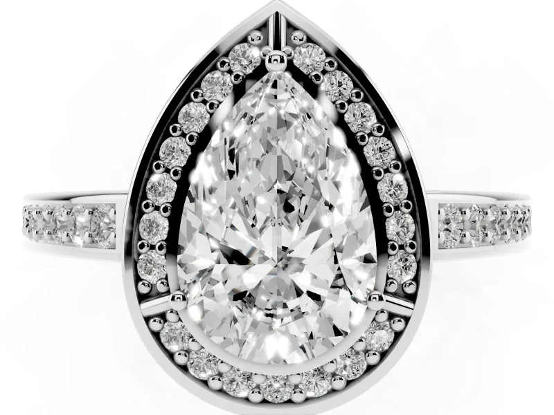 Pear-Shaped Sectioned Halo Engagement Ring Setting | Pavé Gallery and Band | Platinum