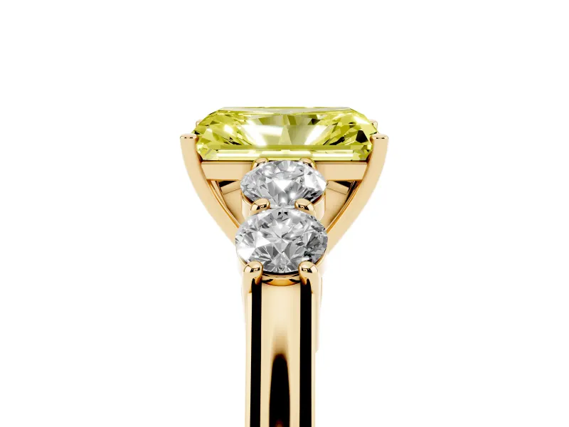 Radiant Cut 5 Stone Engagement Ring Setting for a Fancy Yellow Lab-Grown Diamond | Yellow Gold