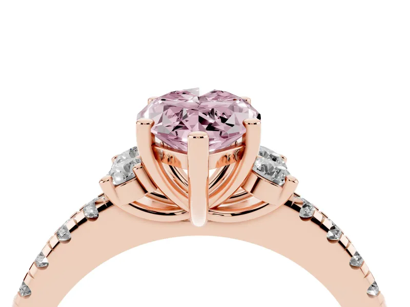 Marquise Side Stone Pave Engagement Ring Setting for a Fancy Pink Lab-Grown Diamond | Paired Round Accents | Rose Gold