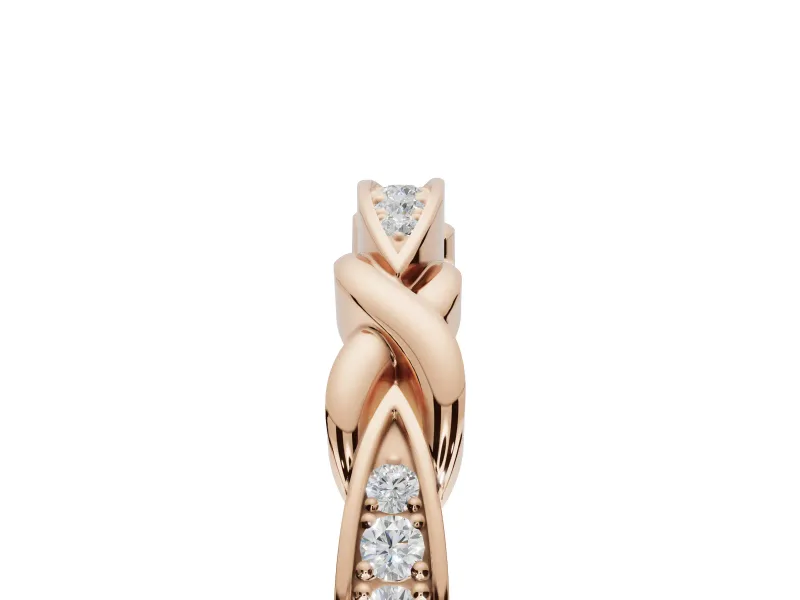 Round Lab-Grown Diamond Graduated Twisted Pavé Wedding Band | Marquise Motifs | Rose Gold