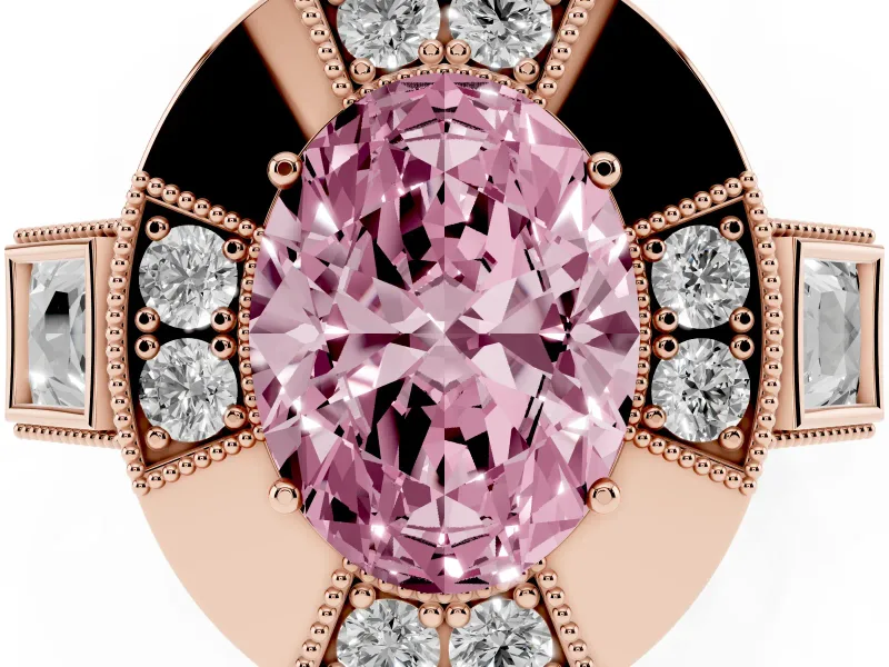 Oval Milgrain Sectioned Halo Engagement Ring Setting for a Fancy Pink Lab-Grown Diamond | Rose Gold