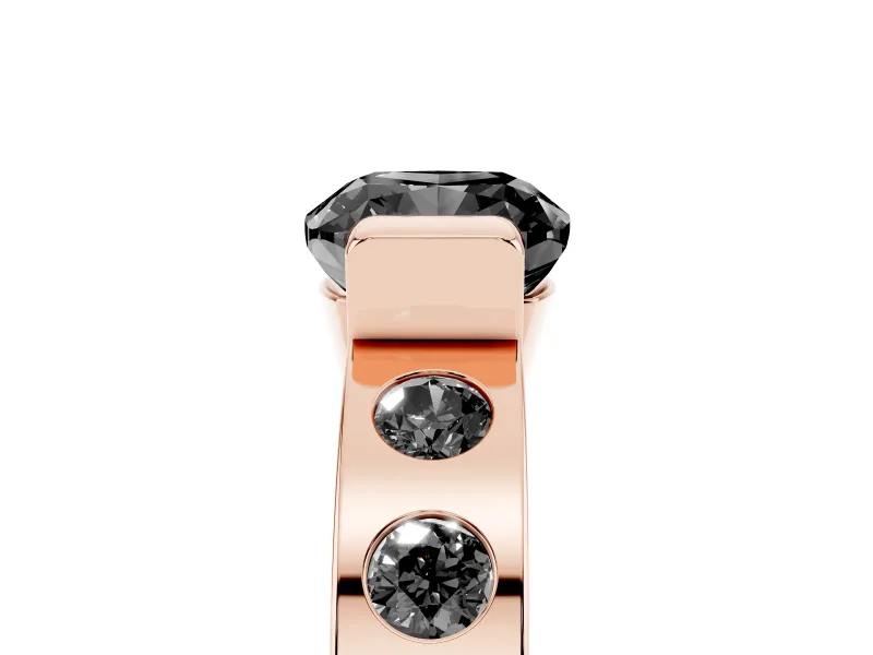 Cushion Cut Tension Style Engagement Ring Setting for a Black Center | Flush Set Accents | Rose Gold