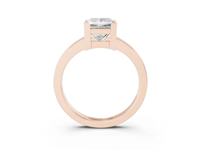 Princess Cut Diamond Solitaire Ring Set in Rose gold with Prong Head and Smooth Polished Band
