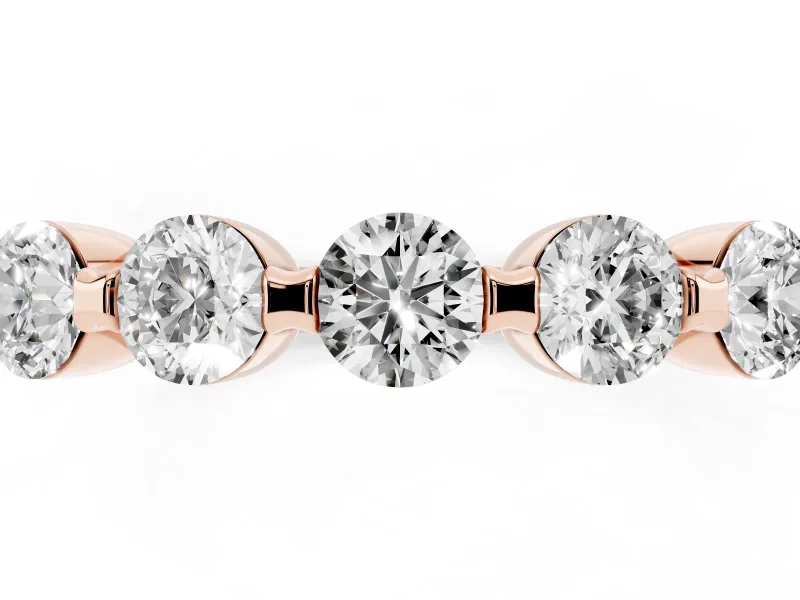 Round Lab-Grown Diamond Five-Stone Bar Set Wedding Band | Raised Row | Rose Gold