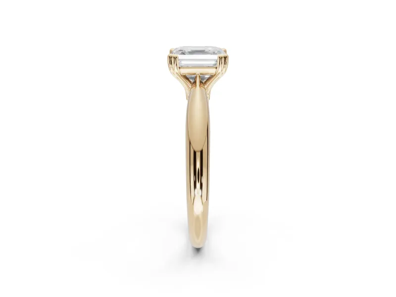 Princess Cut Tapered Solitaire Engagement Ring Setting | Double Claw Prongs | Yellow Gold