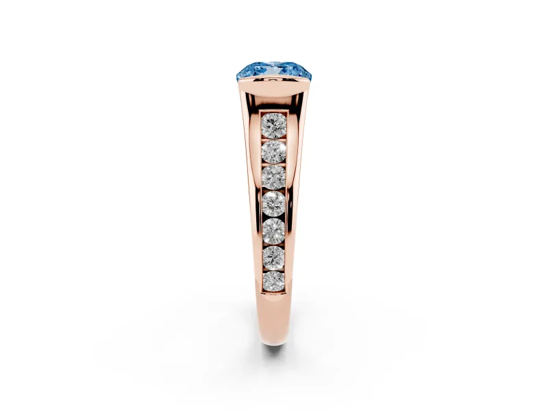 Cushion Cut Half Bezel Engagement Ring Setting for a Fancy Blue Lab-Grown Diamond | Rose Gold