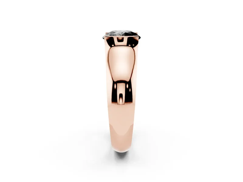 Round Half Bezel Solitaire Engagement Ring Setting for a Black Center | Wide Band | Rose Gold