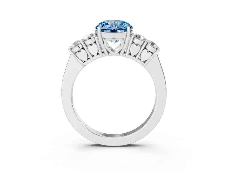 Round 5 Stone Engagement Ring Setting for a Fancy Blue Lab-Grown Diamond | Sterling Silver