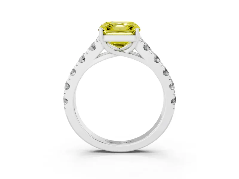 Asscher Cut Engagement Ring Setting for a Fancy Yellow Lab-Grown Diamond | White Gold - Design NV-24643