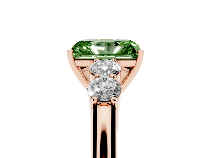 Radiant Cut 5 Stone Engagement Ring Setting for a Fancy Green Lab-Grown Diamond | Rose Gold