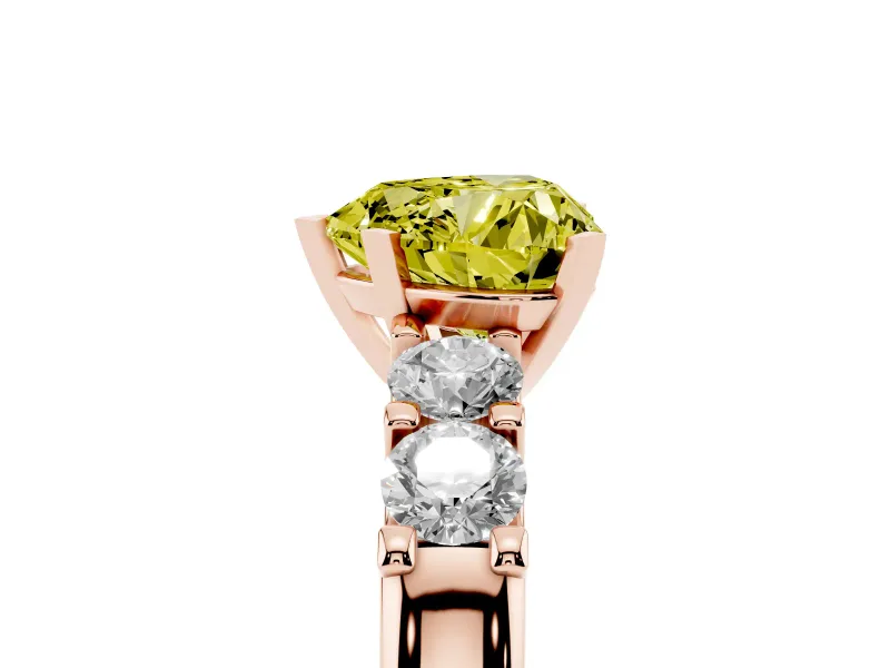 Heart-Shaped Five Stone Engagement Ring Setting for a Fancy Yellow Lab-Grown Diamond | Rose Gold