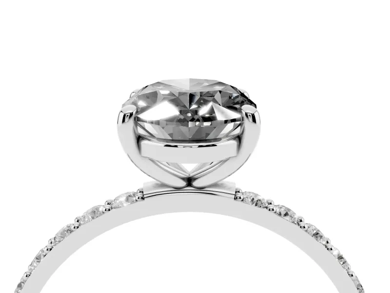 Oval Pave Solitaire Engagement Ring Setting | White Gold