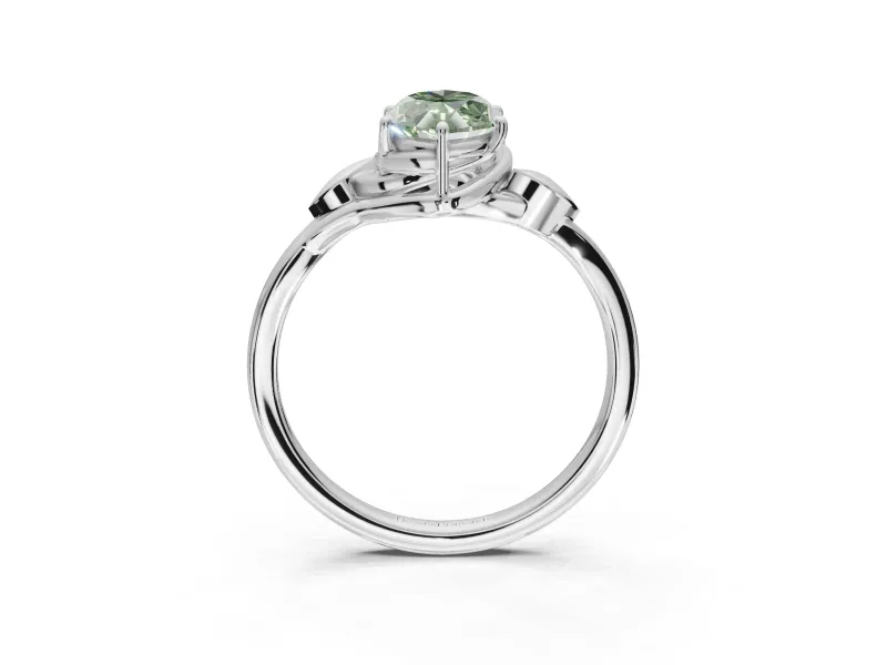 Marquise Bypass Solitaire Engagement Ring Setting for a Fancy Green Lab-Grown Diamond | White Gold