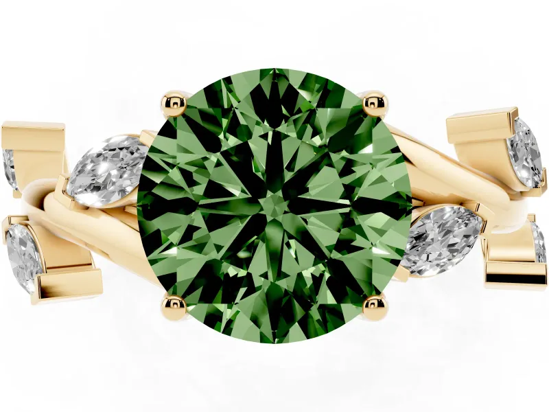 Round Twisted Vine Engagement Ring Setting for a Fancy Green Lab-Grown Diamond | Yellow Gold