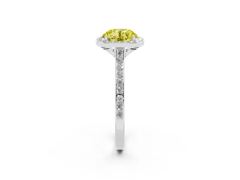 Round Halo Engagement Ring Setting for a Fancy Yellow Lab-Grown Diamond | Platinum - Design NV-24729