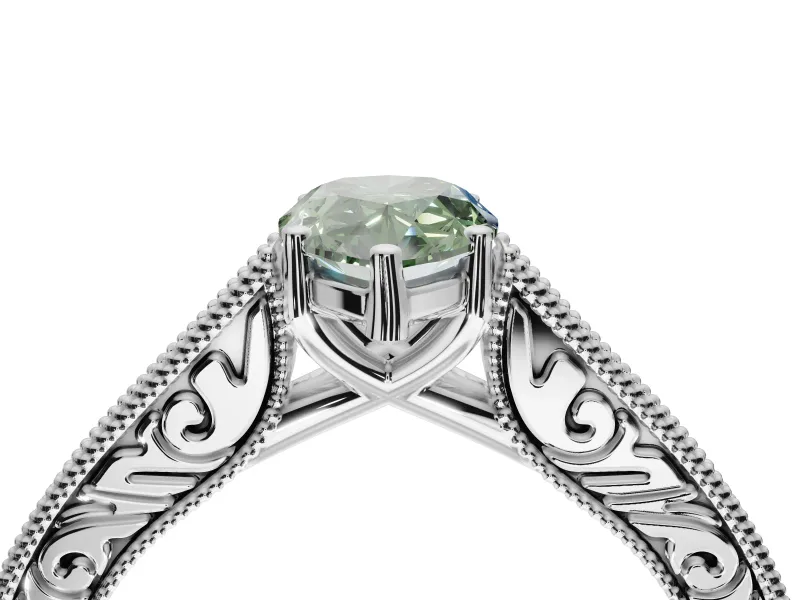 Pear-Shaped Vintage Engagement Ring Setting for a Fancy Green Lab-Grown Diamond | Platinum - Design NV-24644