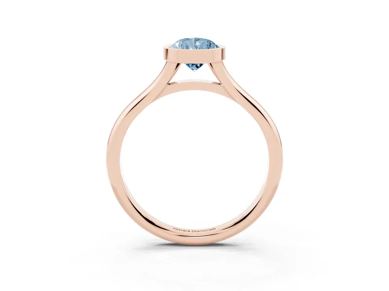 Pear-Shaped Bezel Engagement Ring Setting for a Fancy Blue Lab-Grown Diamond | Rose Gold