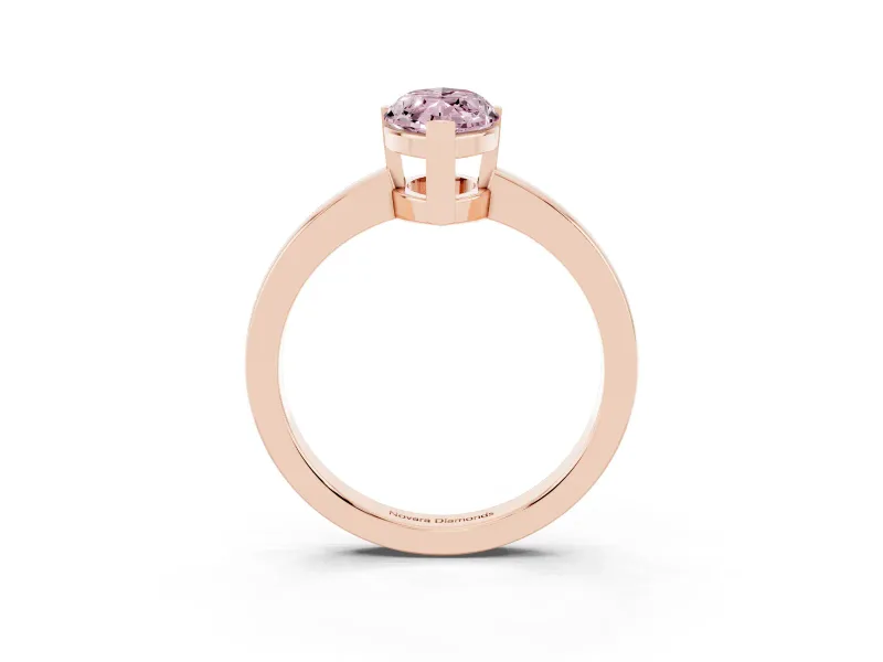 Fancy Pink Marquise Cut Diamond Solitaire Ring Set in Rose gold with Prong Head and Smooth Polished Band
