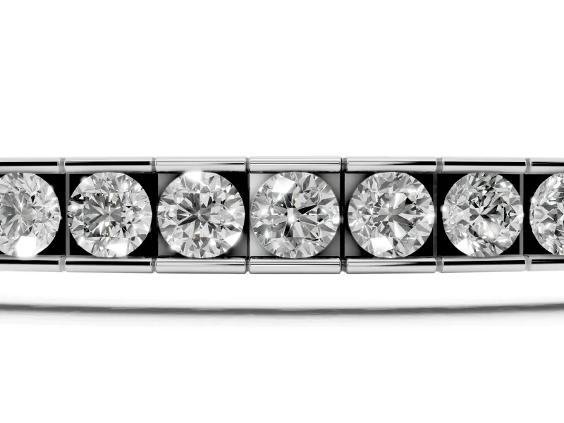Round Lab-Grown Diamond Channel Set Tennis Bracelet | Square Links | Sterling Silver