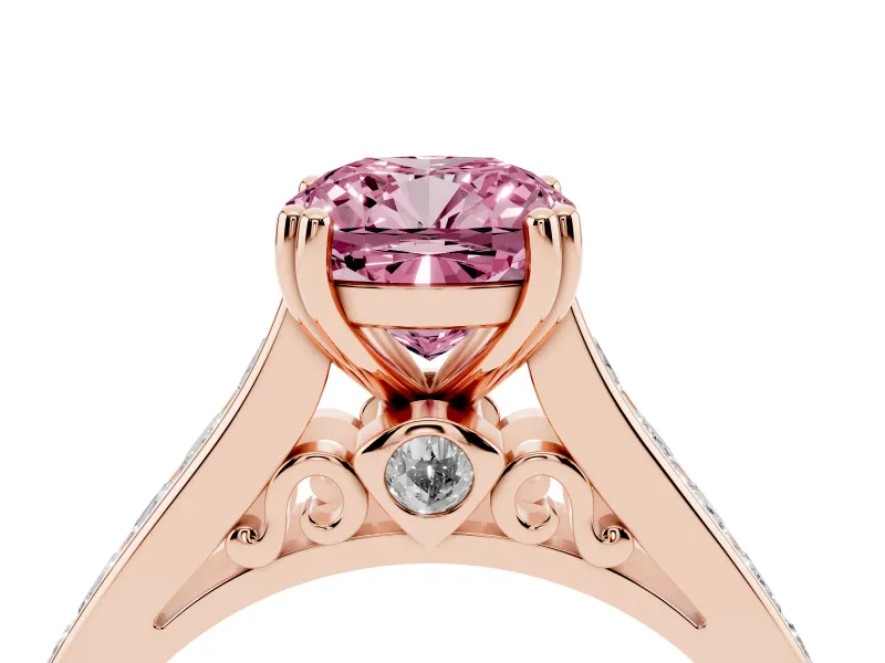 Cushion Cut Channel Engagement Ring Setting for a Fancy Pink Lab-Grown Diamond | Rose Gold - Design NV-24671