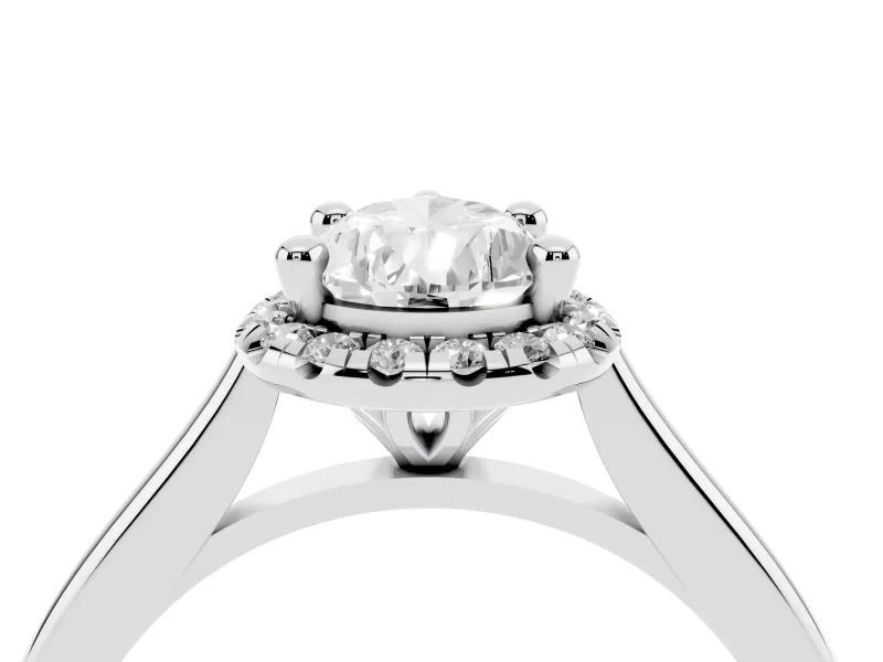 Pear-Shaped Halo Engagement Ring Setting | Plain Polished Band | Platinum