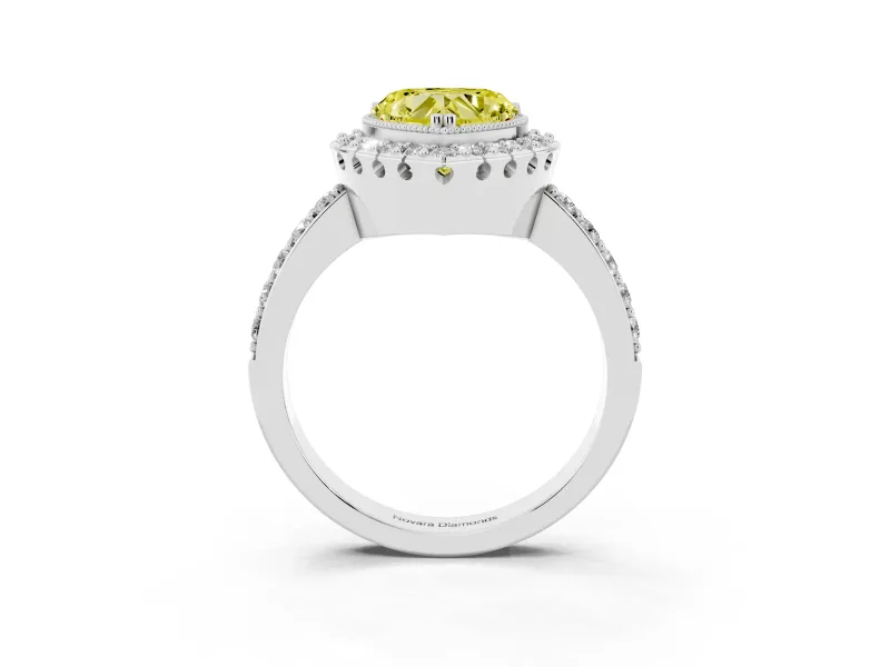Heart-Shaped Halo Engagement Ring Setting for a Fancy Yellow Lab-Grown Diamond | Sterling Silver - Design NV-24788