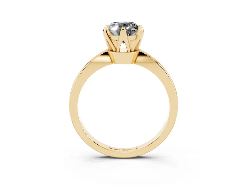 Fancy Black Oval Cut Diamond Solitaire Engagement Ring Set in Yellow gold with Slim Tapered Solitaire Band