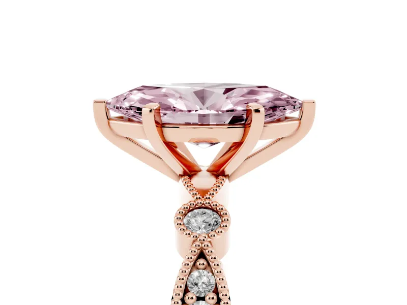 Marquise Vintage Milgrain Engagement Ring Setting for a Fancy Pink Lab-Grown Diamond | Rose Gold