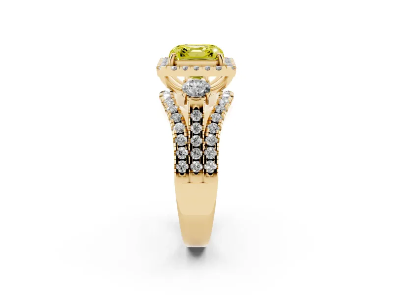 Asscher Cut Halo Engagement Ring Setting for a Fancy Yellow Lab-Grown Diamond | Yellow Gold - Design NV-24766