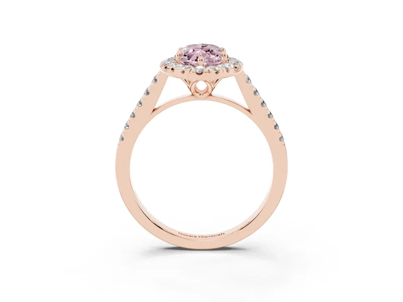 Marquise Raised Halo Engagement Ring Setting for a Fancy Pink Lab-Grown Diamond | Rose Gold