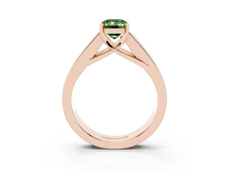 Emerald Cut Channel-Set Engagement Ring Setting for a Fancy Green Lab-Grown Diamond | Rose Gold