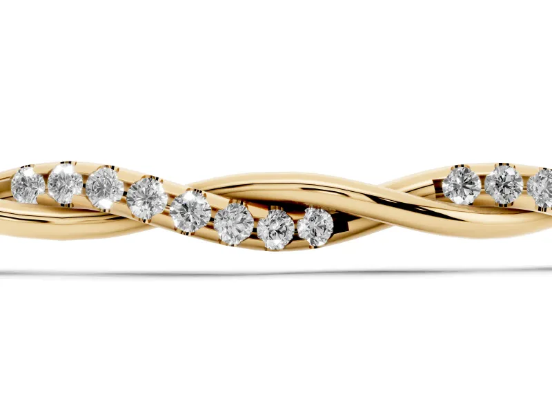 Round Lab-Grown Diamond Twisted Cable Chain Bracelet | Prong-Set Strands | Yellow Gold