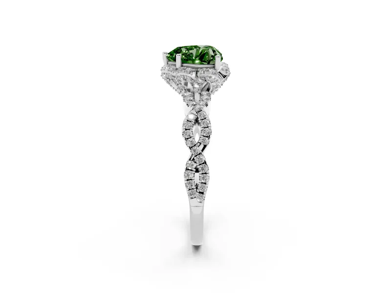 Heart-Shaped Halo Engagement Ring Setting for a Fancy Green Lab-Grown Diamond | White Gold - Design NV-24725