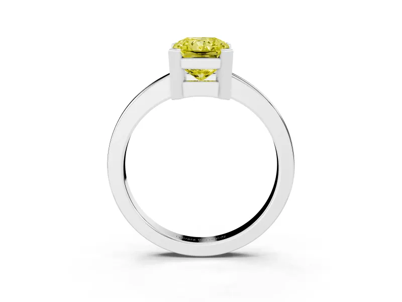 Radiant Cut Solitaire Engagement Ring Setting for a Fancy Yellow Lab-Grown Diamond | Flat Tab Prongs | Sterling Silver