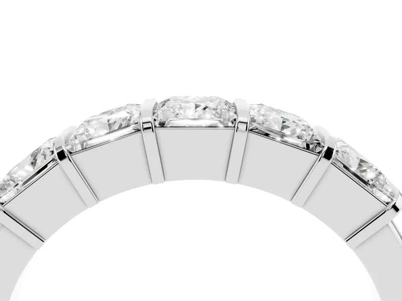 Princess Cut Diamond Seven-Stone Channel Band Set in Platinum with Bar Prongs