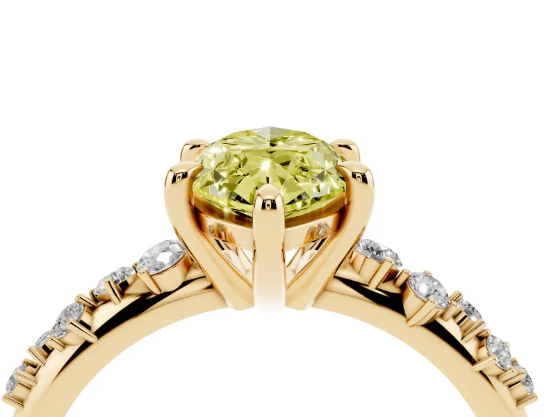 Marquise Graduated Accent Engagement Ring Setting for a Fancy Yellow Lab-Grown Diamond | Yellow Gold