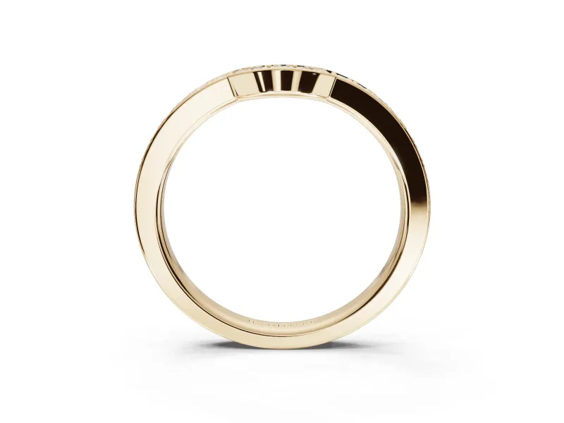 Round Lab-Grown Diamond Pavé Contour Wedding Band | Raised Rails | Yellow Gold
