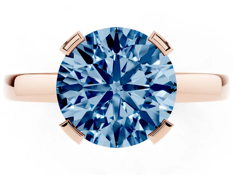 Round Tab Prong Solitaire Engagement Ring Setting for a Fancy Blue Lab-Grown Diamond | Rose Gold
