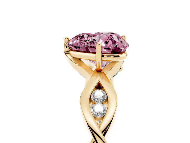 Heart-Shaped Twisted Infinity Engagement Ring Setting for a Fancy Pink Lab-Grown Diamond | Yellow Gold