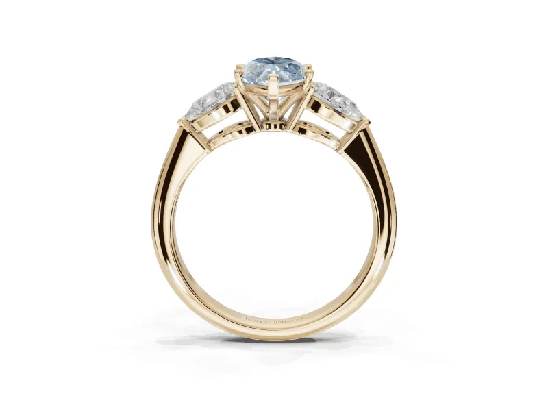 Marquise 3-Stone Engagement Ring Setting for a Fancy Blue Lab-Grown Diamond | Yellow Gold